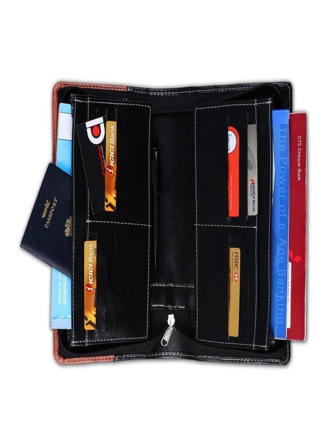 COI Expendable Leatherette Multiple Cheque Book Holder | Document Holder (Brown and Black) - Image 2